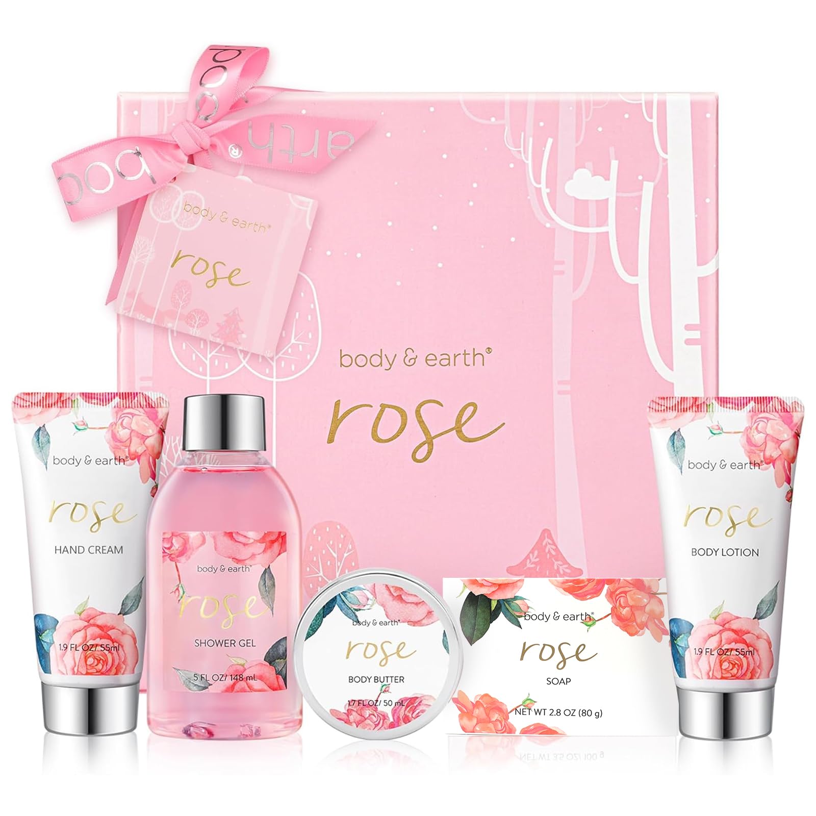 Body & Earth Rose Spa Gift Set shower gel for hydrating cleansing.