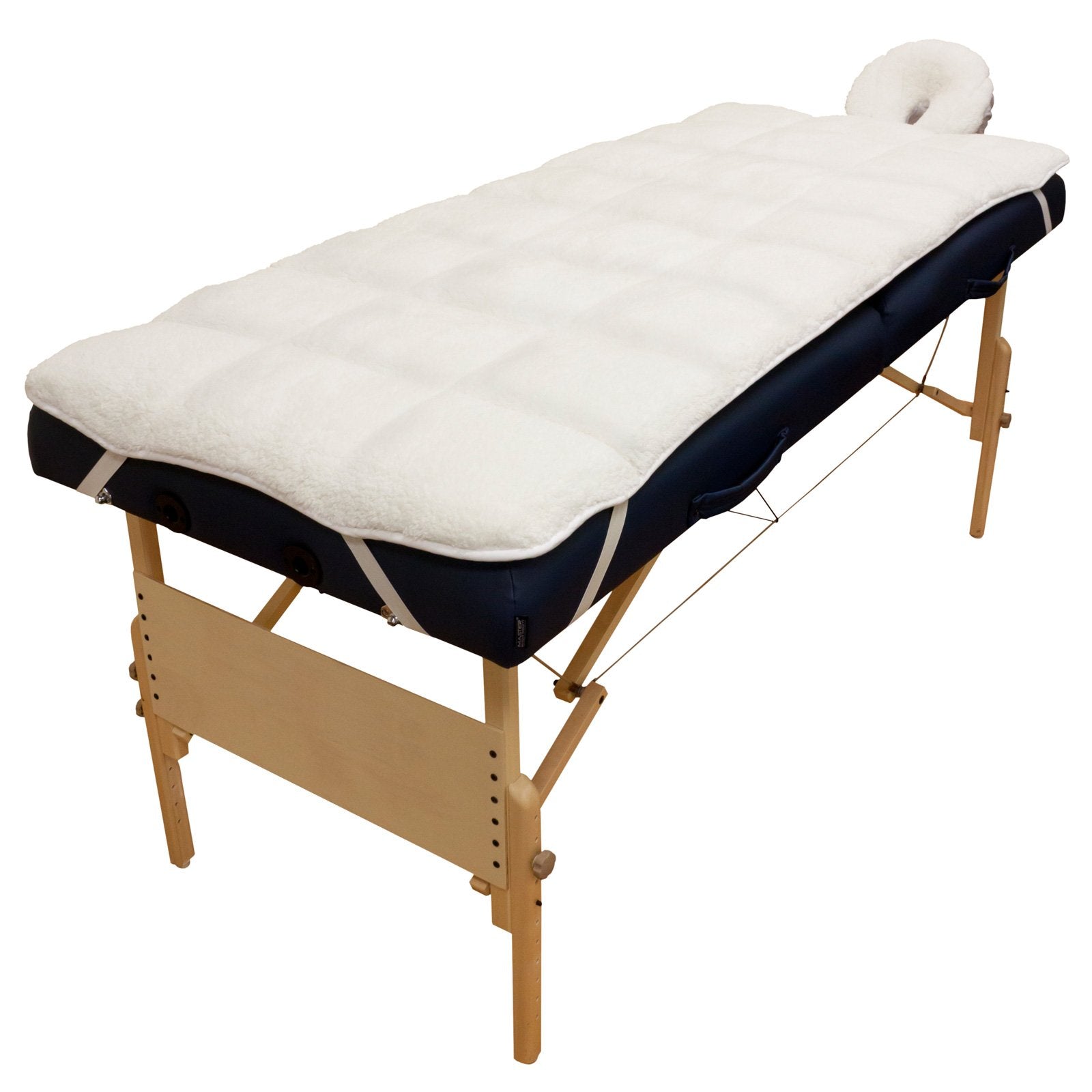 Body Linen Abundance Deluxe table pad top view emphasizes cushioned fleece for comfortable massages.