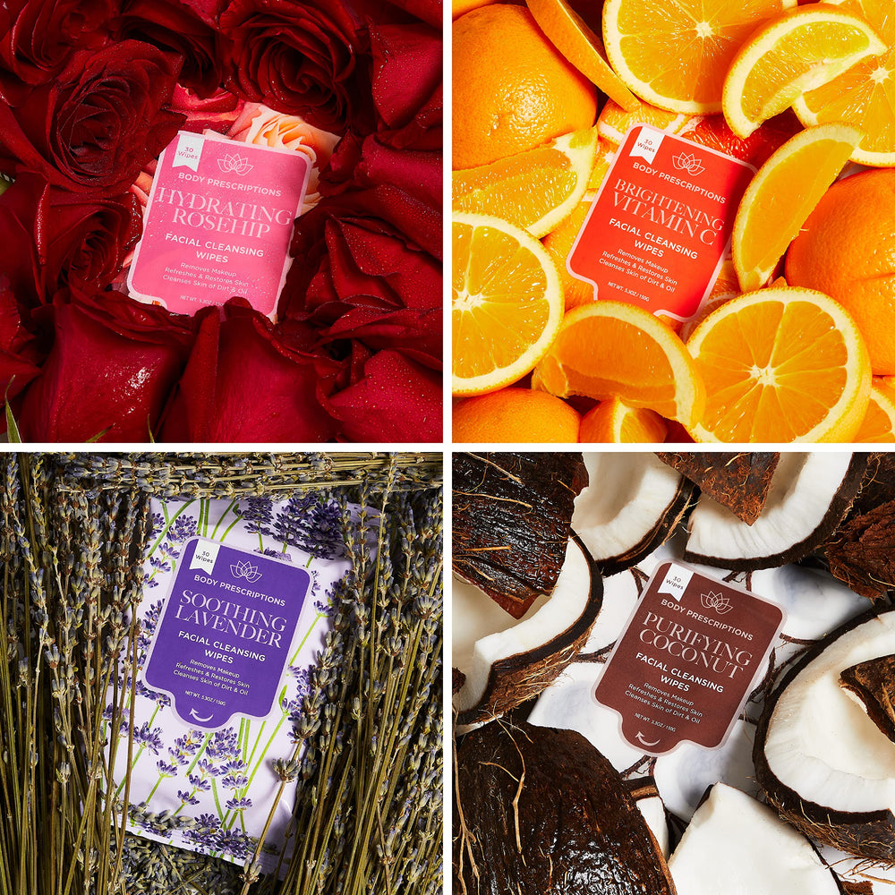 Body Prescriptions lavender bottle conveys calming aroma and mild cleansing for sensitive skin.