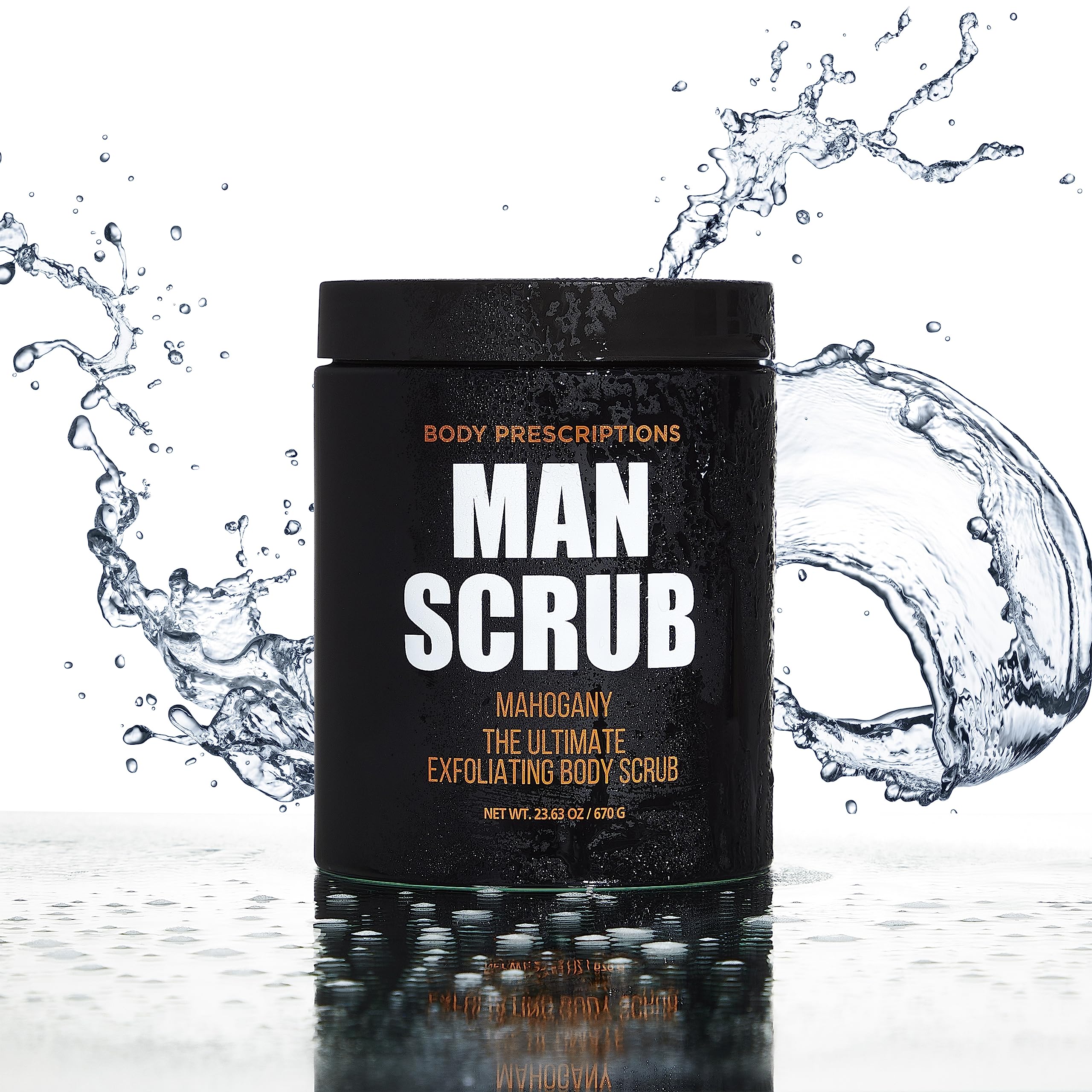 Body Prescriptions Man Scrub texture closeup reveals gritty exfoliation for even cleanses.