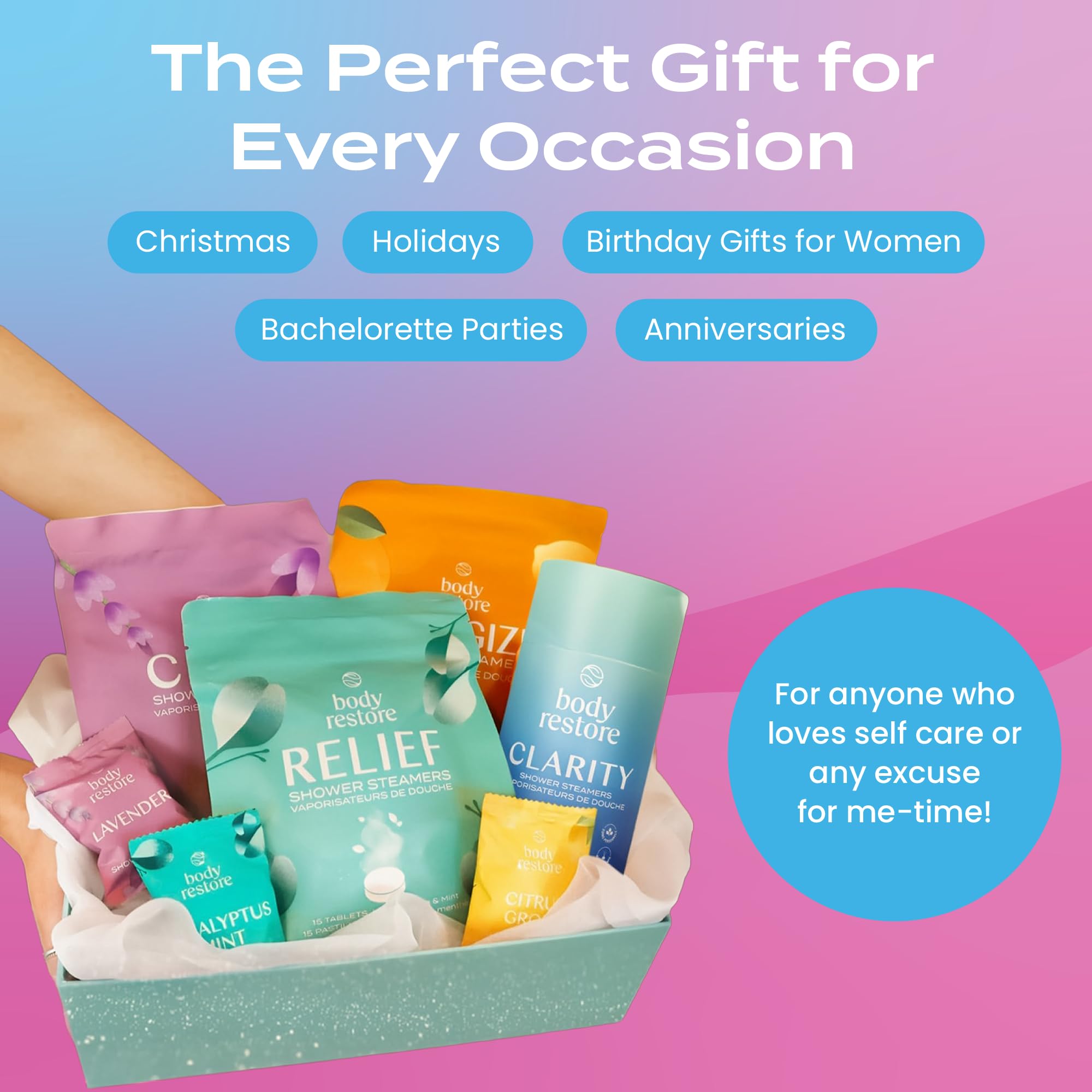 Body Restore Bloom bathroom scene with steamers for at home spa
