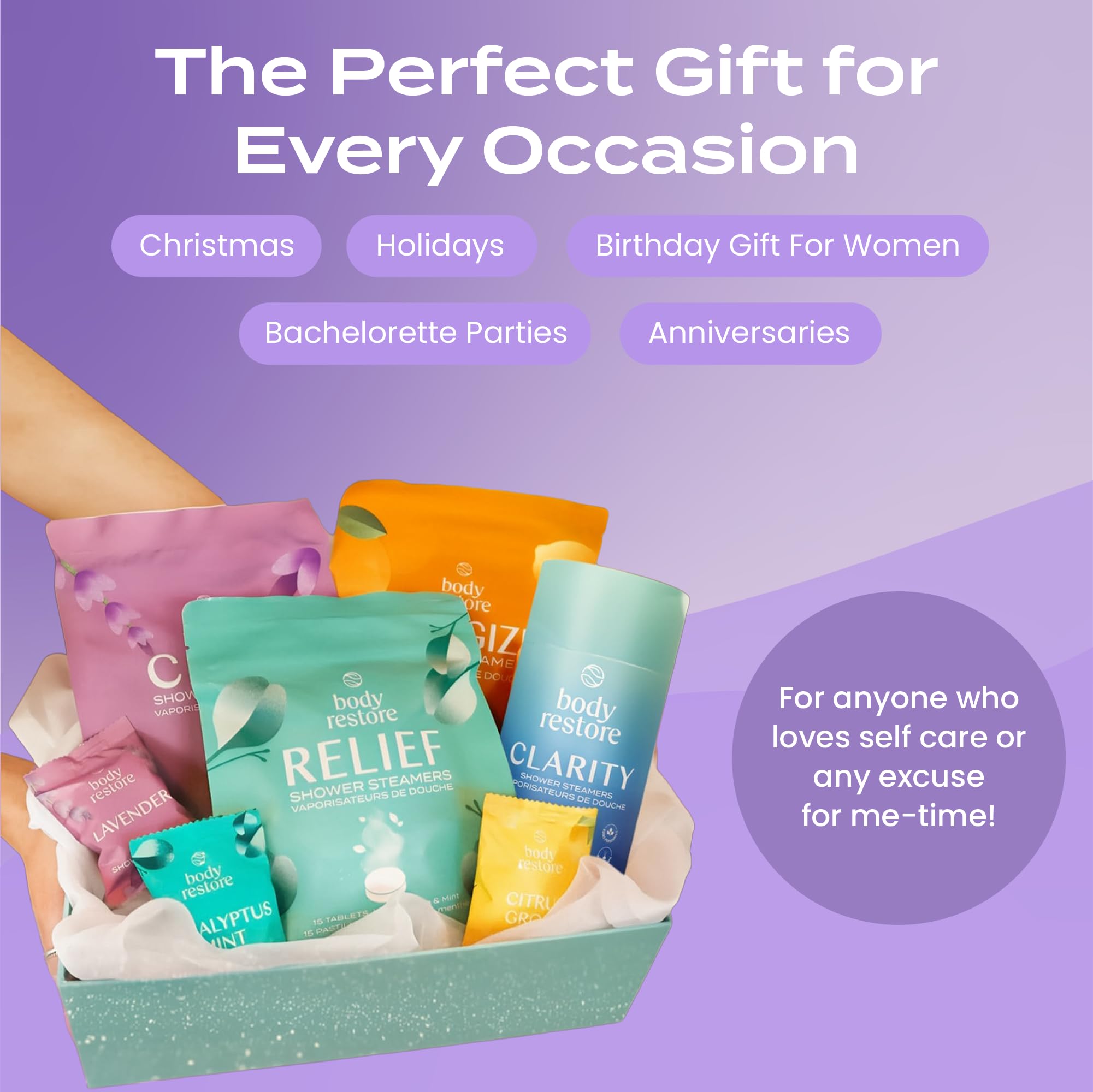 Body Restore gift ready shower steamer pack ideal for gifting.