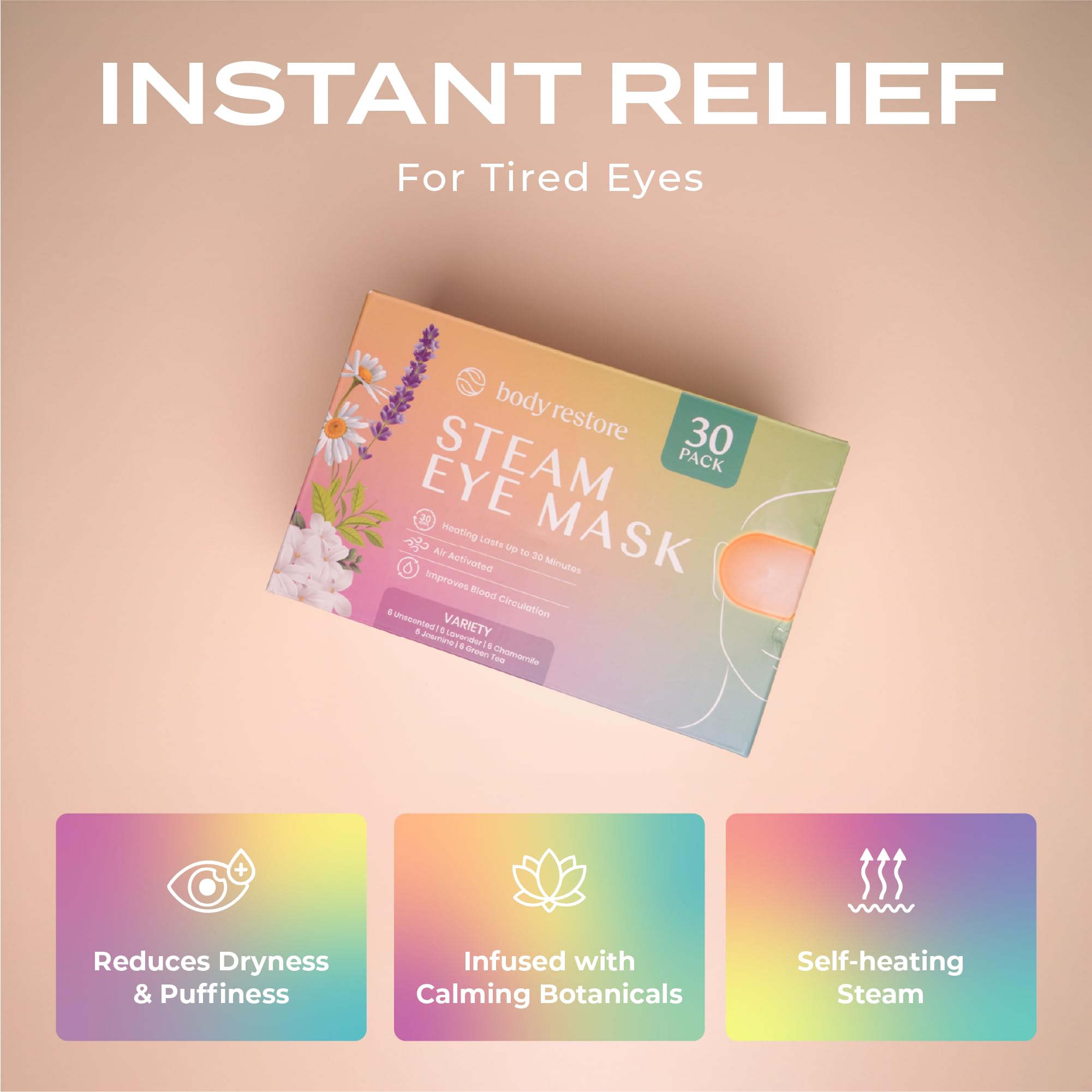 Body Restore travel-friendly eye mask shows compact design for on-the-go use