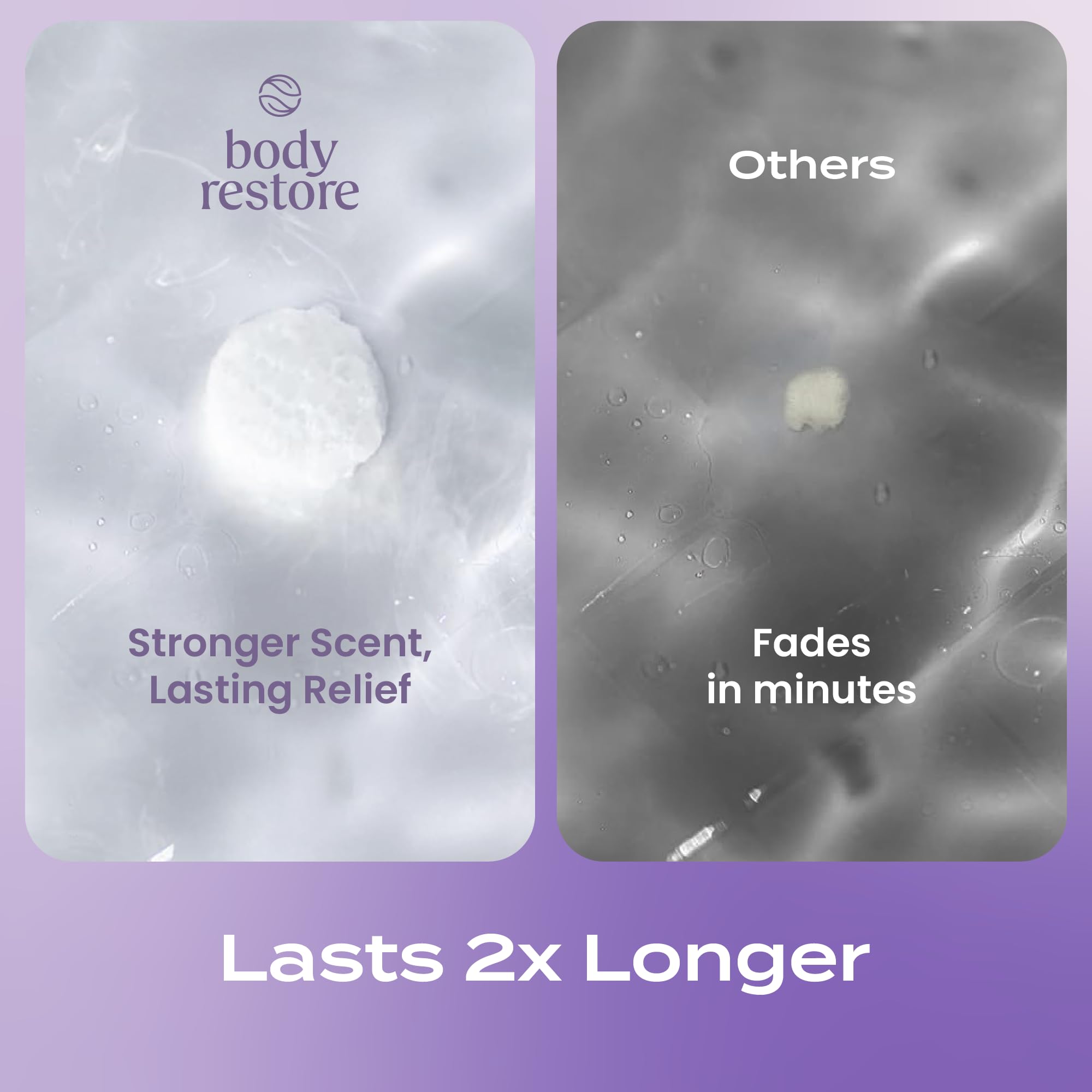 Body Restore lavender scent shower steamer conveys soothing aromatherapy during showers.
