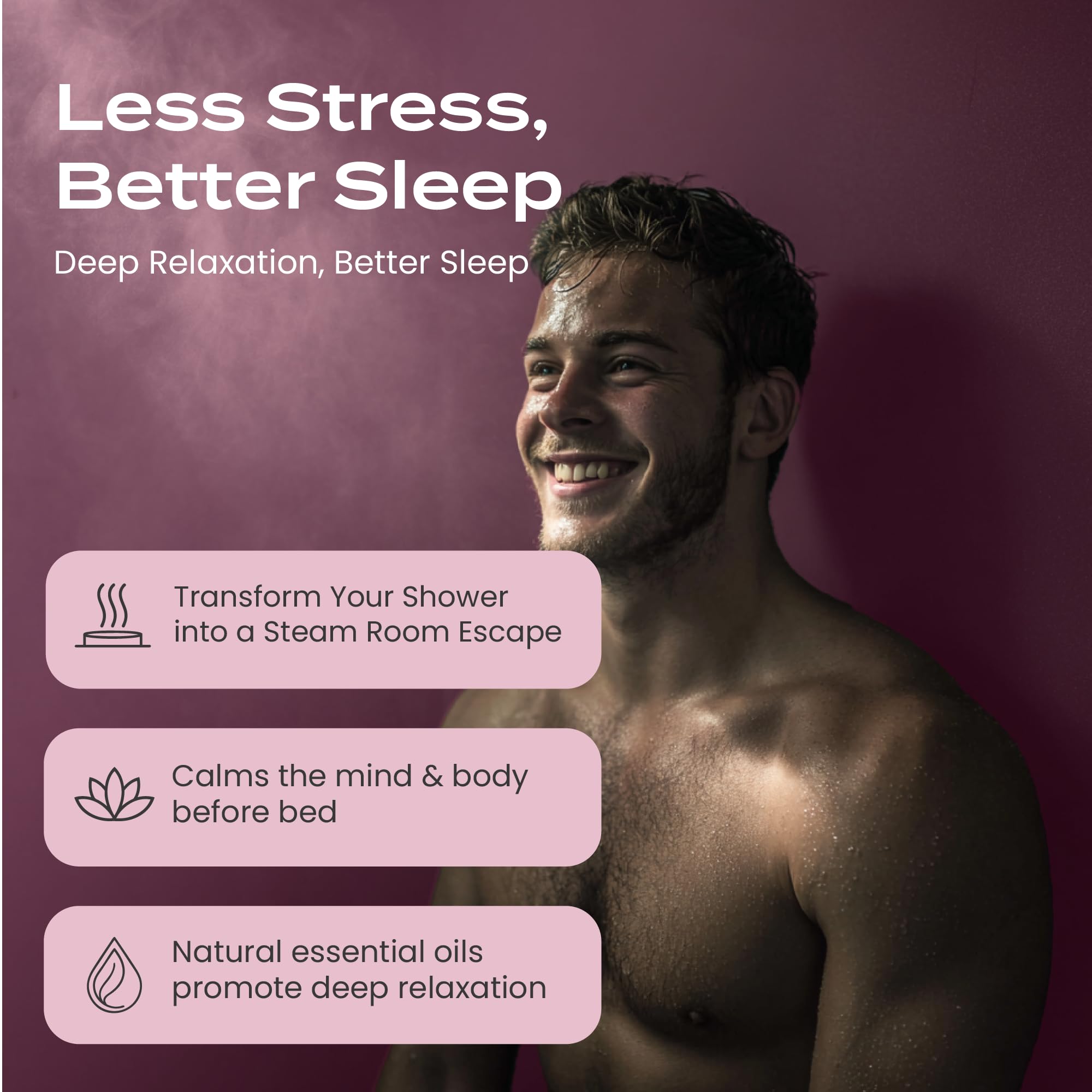 Body Restore rose-scent steamers on bathroom counter