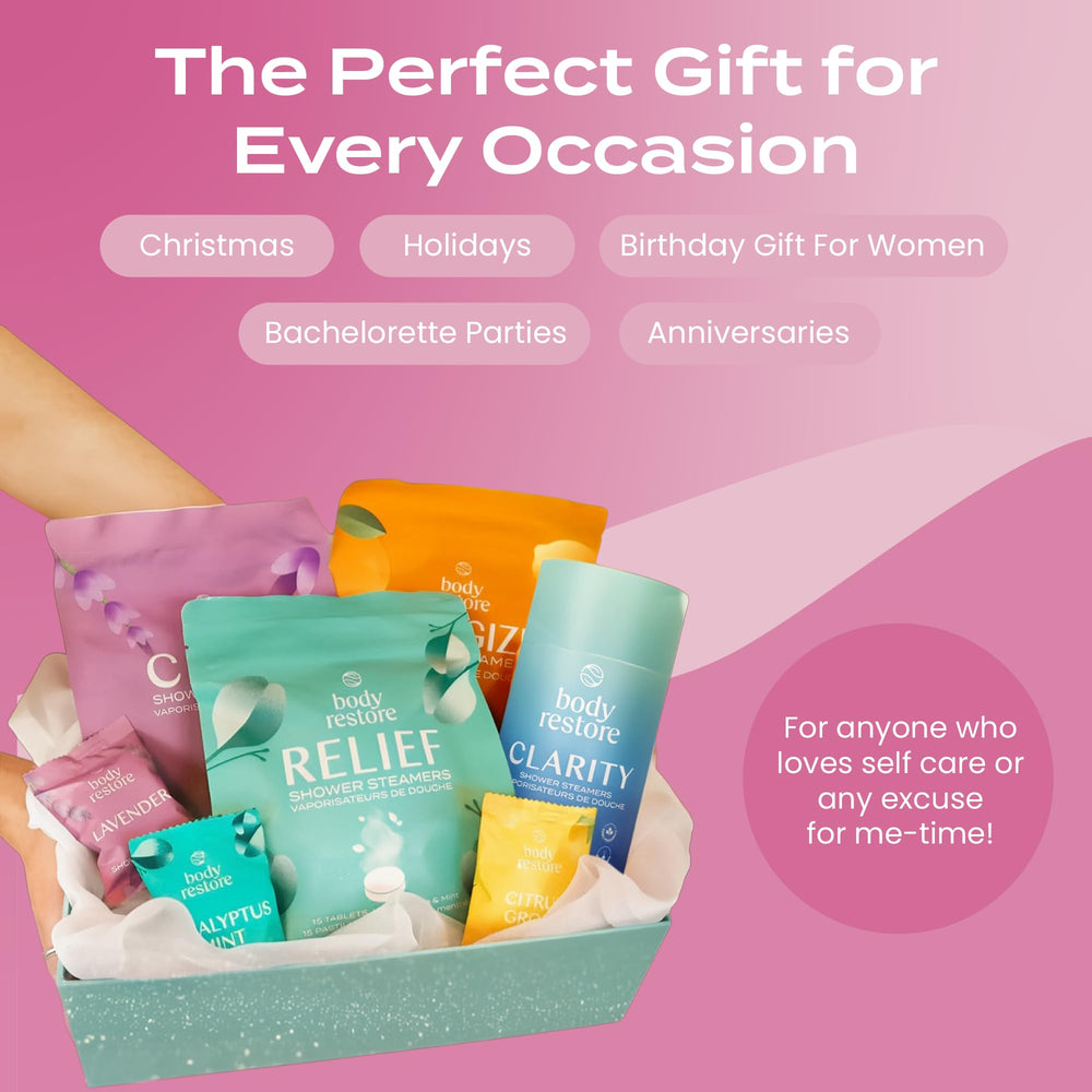 Body Restore packaging display of rose steamers on shelf