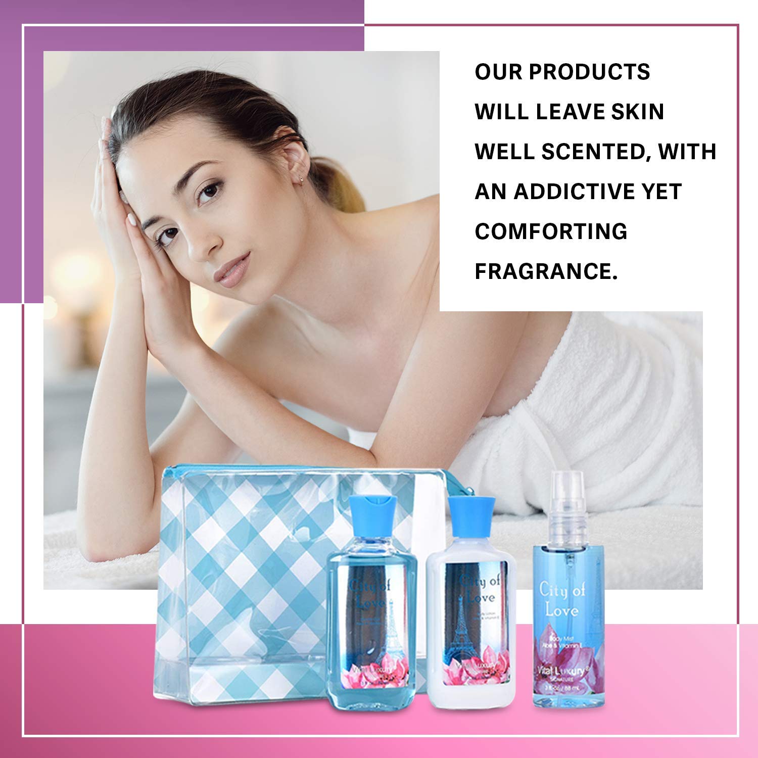 Bodybeau City of Love Gift Set Application - luxurious routine for pampering mornings or evenings.
