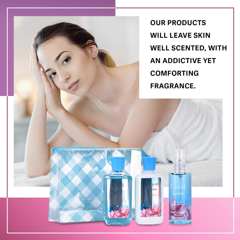 Bodybeau City of Love Gift Set Application - luxurious routine for pampering mornings or evenings.