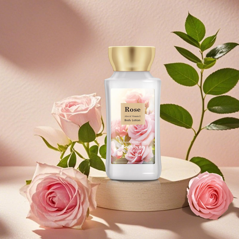 Bodybeau rose body mist spray capturing long-lasting fragrance for daily refresh.