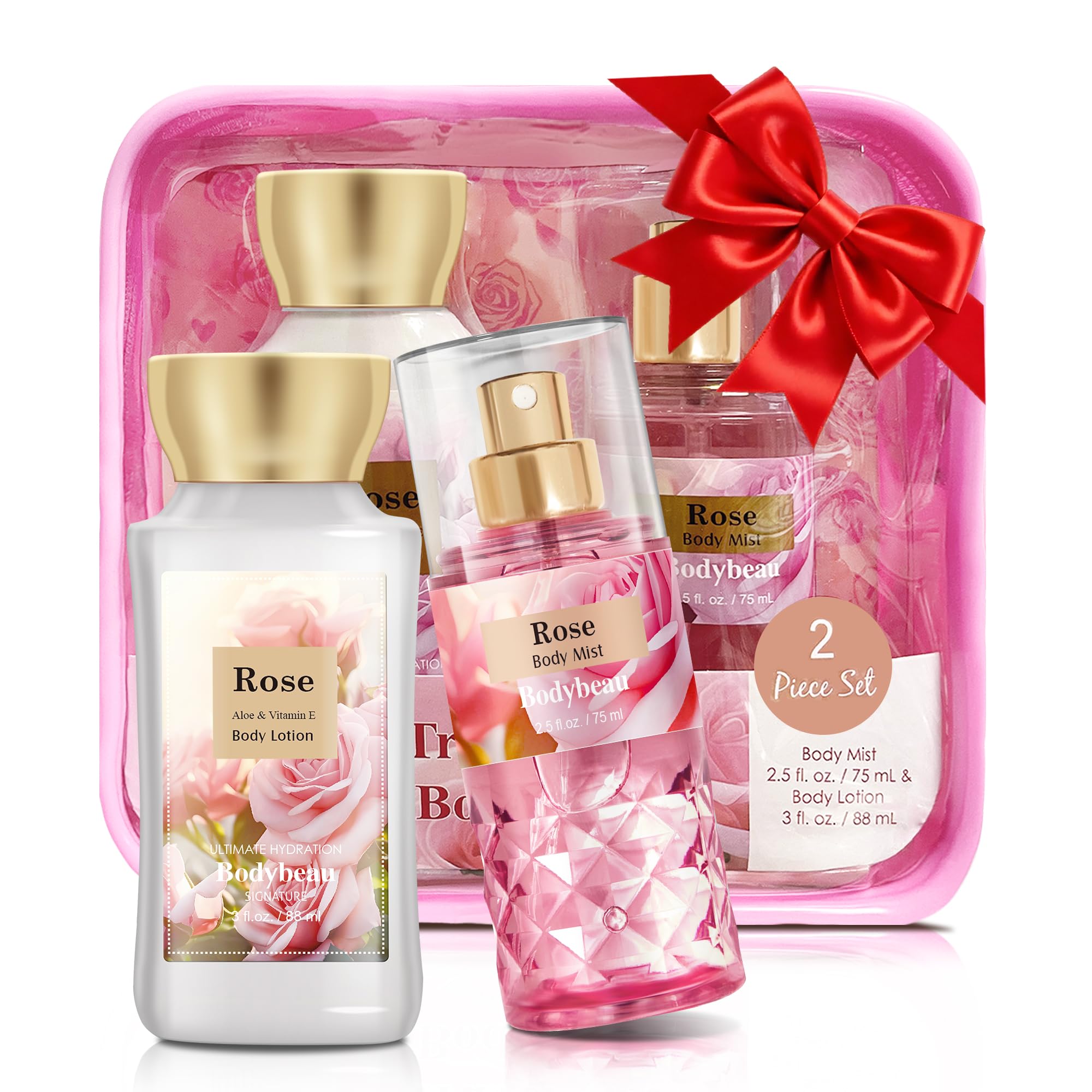 BodyBeau Rose Travel Trio Body Lotion keeps skin hydrated while traveling