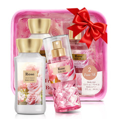 BodyBeau Rose Travel Trio Body Lotion keeps skin hydrated while traveling