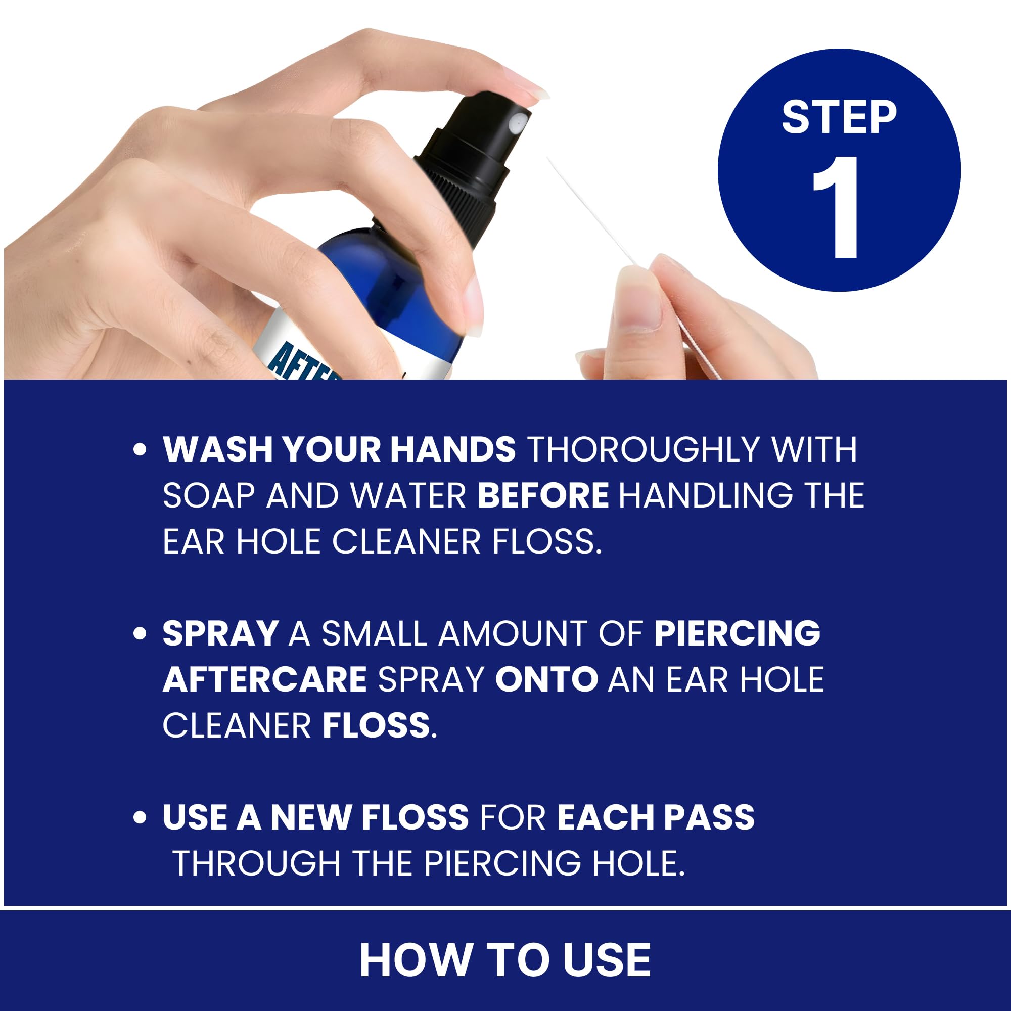 BodyJ4You ear piercing hole cleaning floss enhances hygiene around the hole
