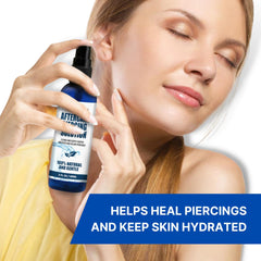 BodyJ4You piercing aftercare label closeup shows ingredients and care promise