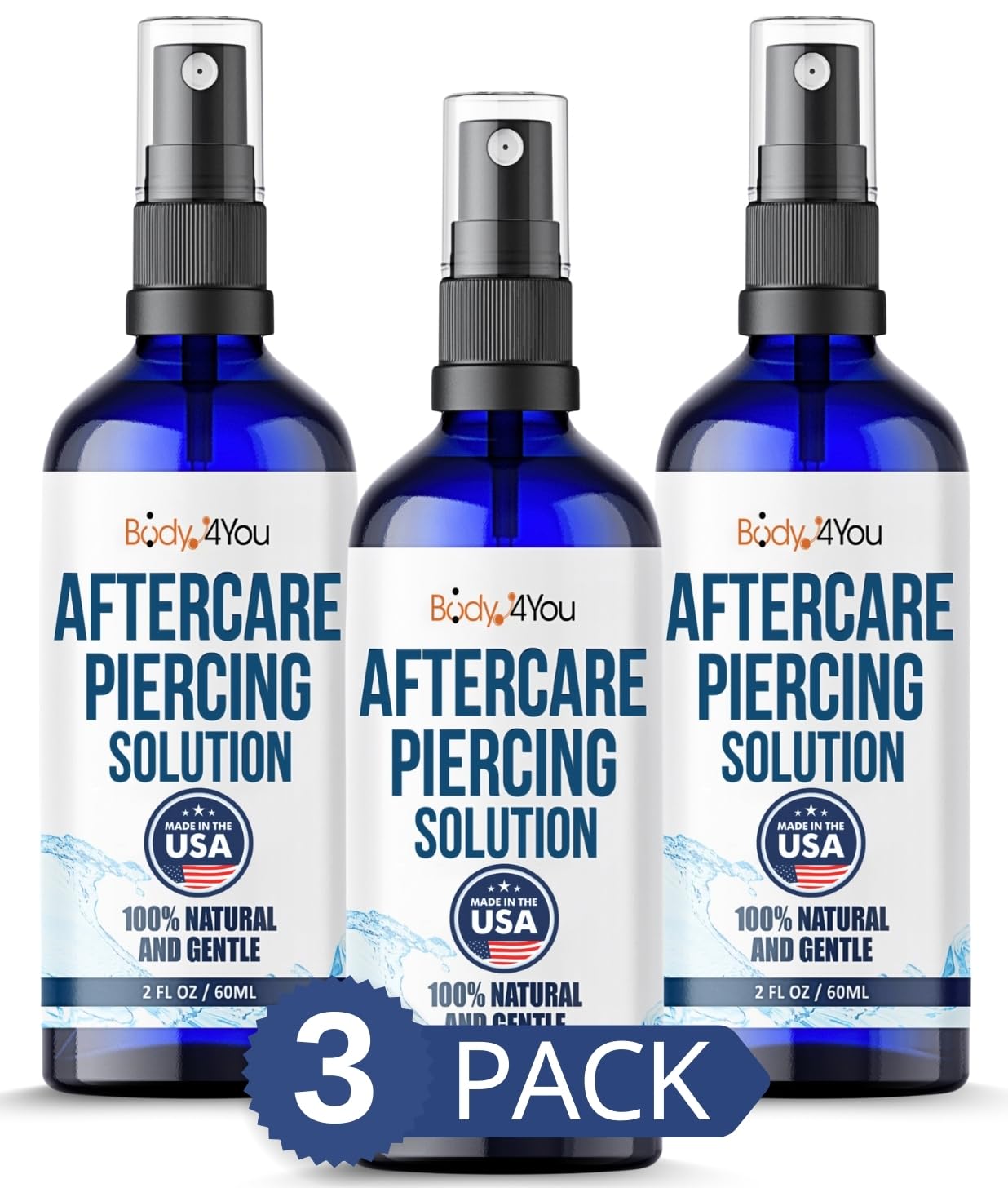 BodyJ4You piercing aftercare spray bottle for gentle cleansing of piercings