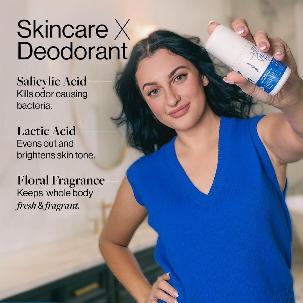 Bodywise Deodorant Roll-On application shows precise, mess-free use.