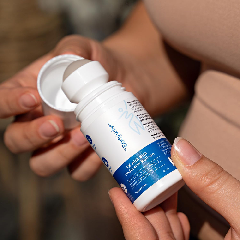 Bodywise Deodorant Roll-On closeup emphasizes smooth, non-greasy texture.