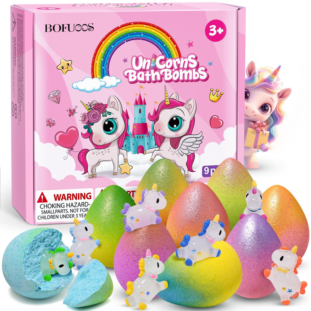 Bofuoos unicorn bath bombs with colorful swirls create a joyful bath time for kids