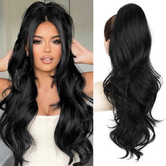 BOGSEA ponytail extension close-up shows secure drawstring for stable wear