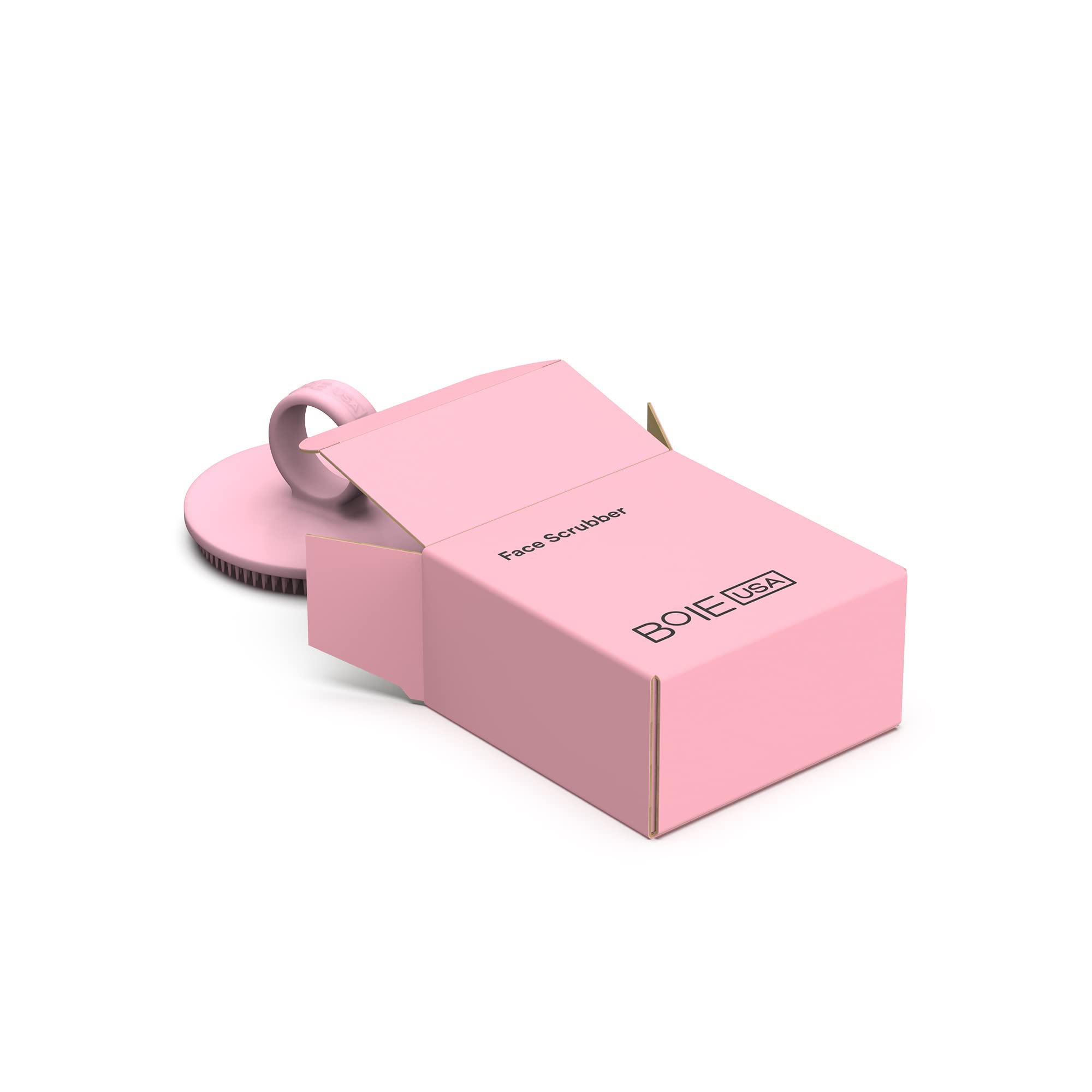 Boie USA Face Scrubber pink recycling-friendly program option supports sustainable skincare