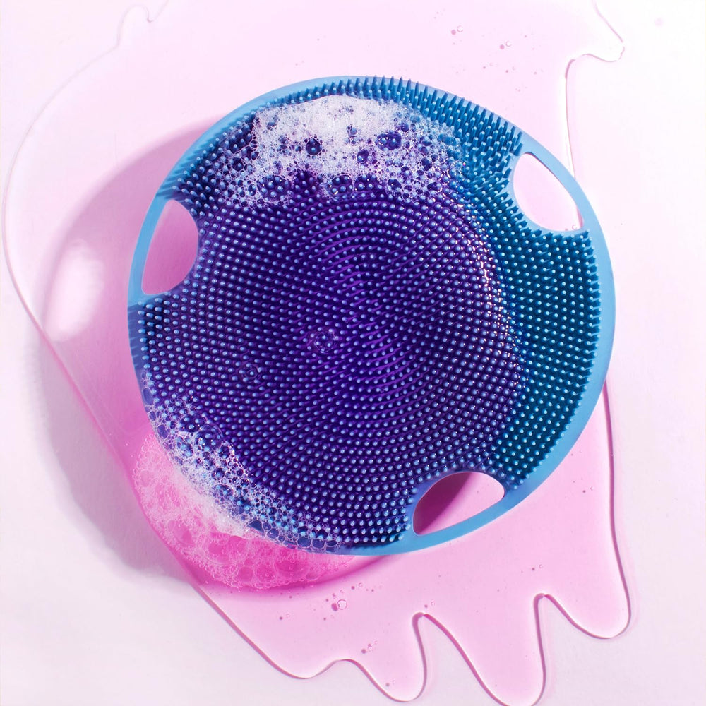 Boie USA Flat Body Scrubber pink made-in-usa badge signals quality.