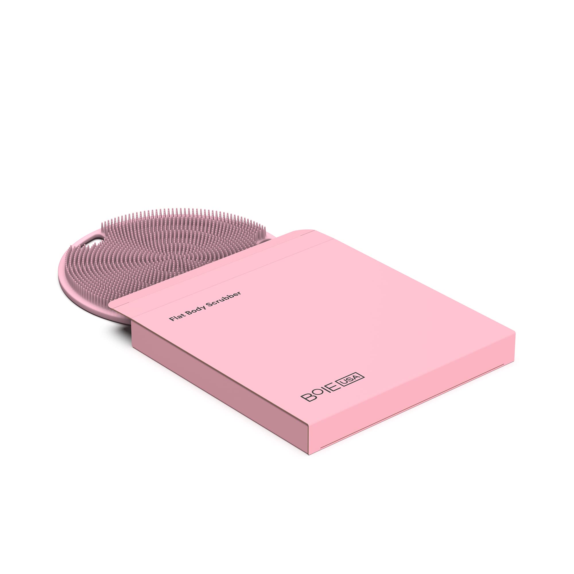 Boie USA Flat Body Scrubber pink pores view highlights cleansing and exfoliation.