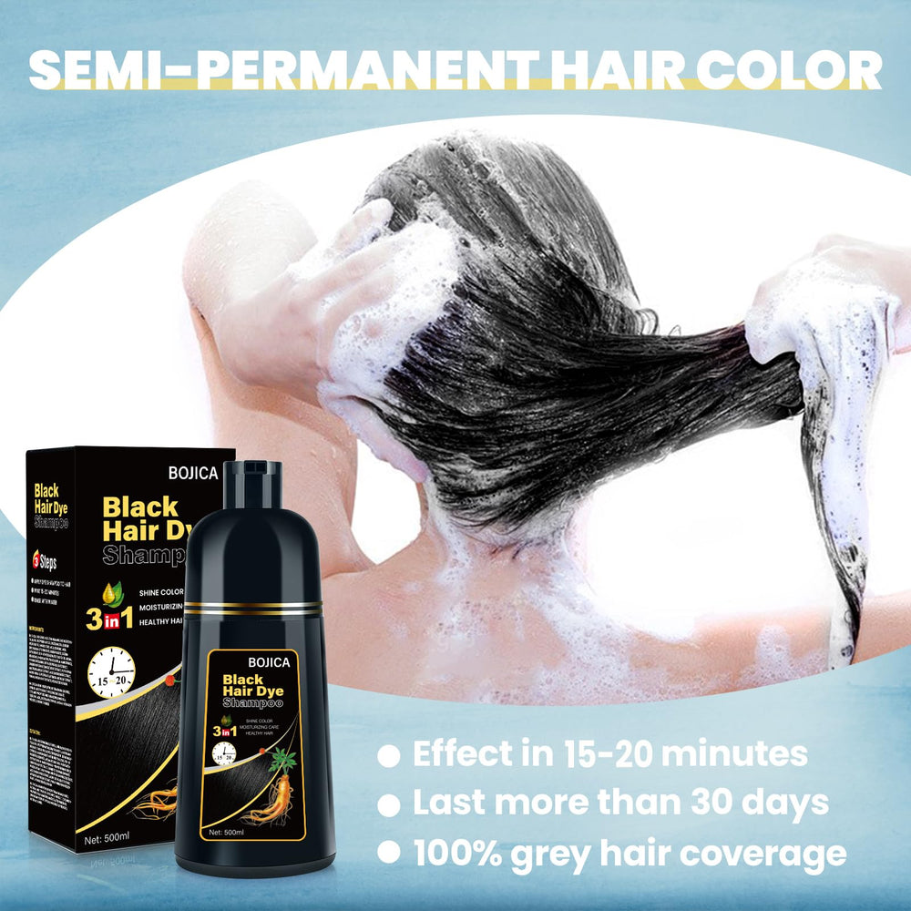 Using gloves for mess-free application of BOJICA hair dye.
