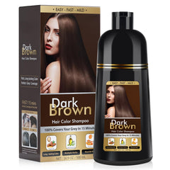 BOJICA dark brown hair dye shampoo application on dry hair for full gray coverage