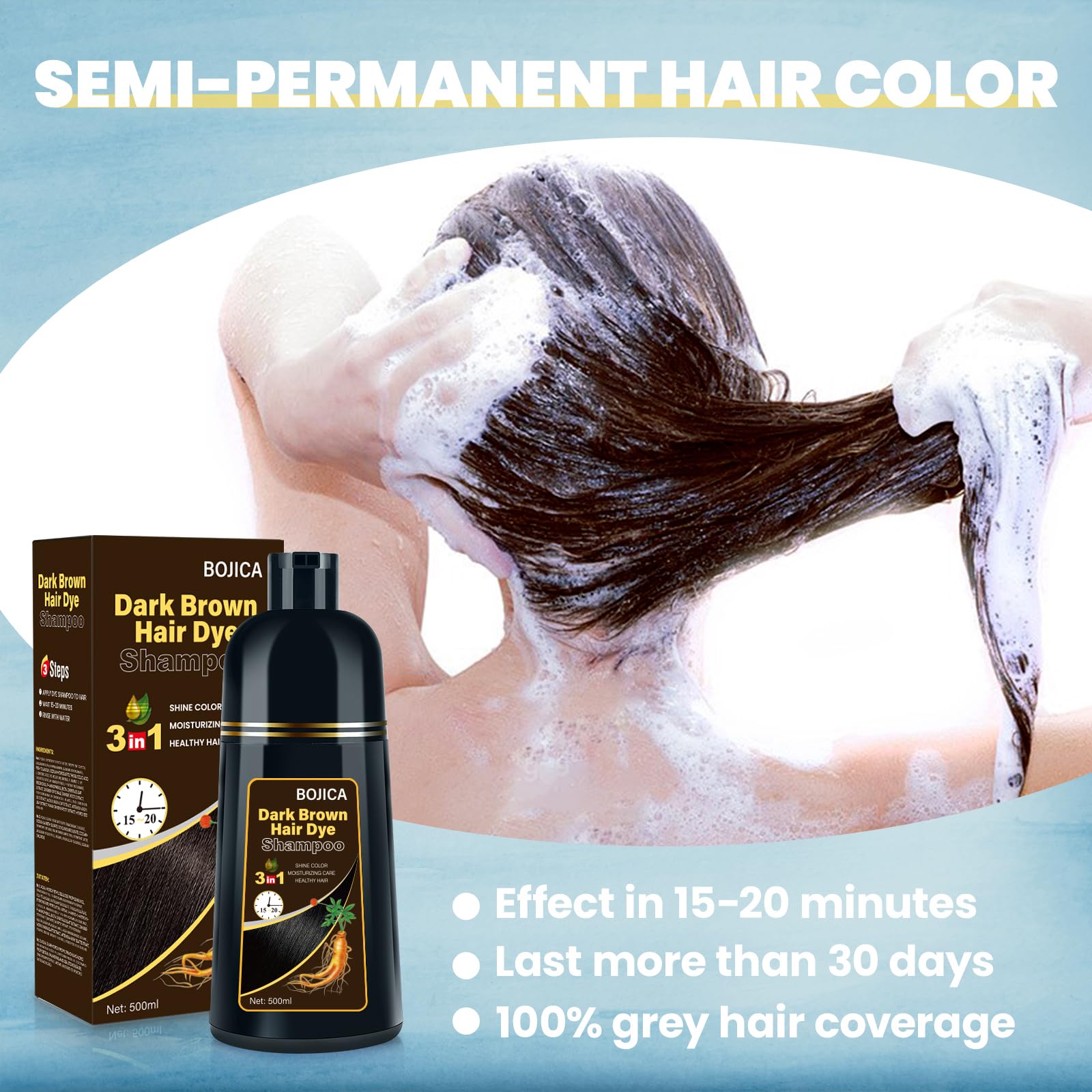 BOJICA hair dye shampoo ginseng nourishes for silkier healthier-looking hair