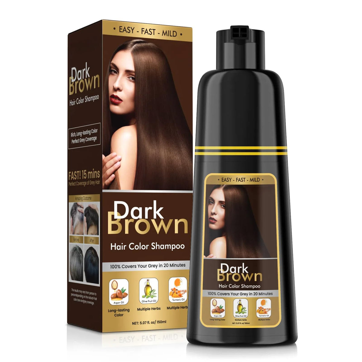 BOJICA Hair Dye Shampoo gray coverage application for all hair types