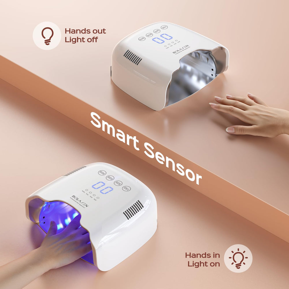 Bolasen P30 Pro in-use hand under lamp for fast curing.