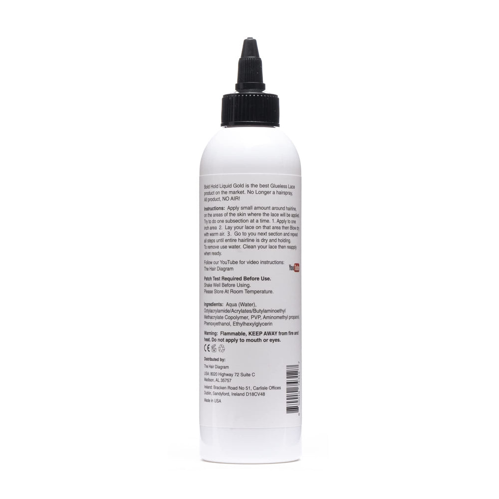 Bold Hold Liquid Gold dispenser demonstrates precise application for baby hairs.