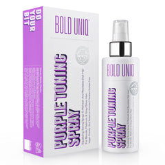 Bold Uniq Blonde Toner Spray bottle targets brassy tones for cooler blonde results.