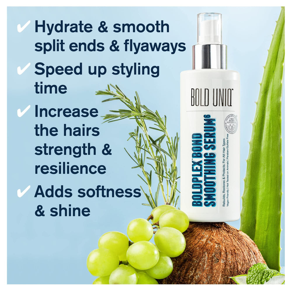 Long-lasting smoothness after styling with Bold Uniq Boldplex 6 serum.