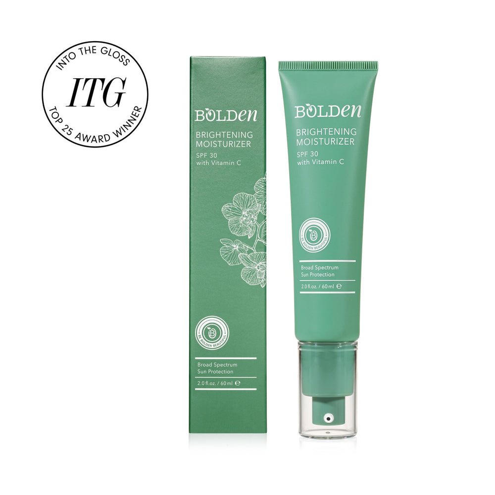 Bolden Brightening Moisturizer being applied, leaves no white cast and blends smoothly.