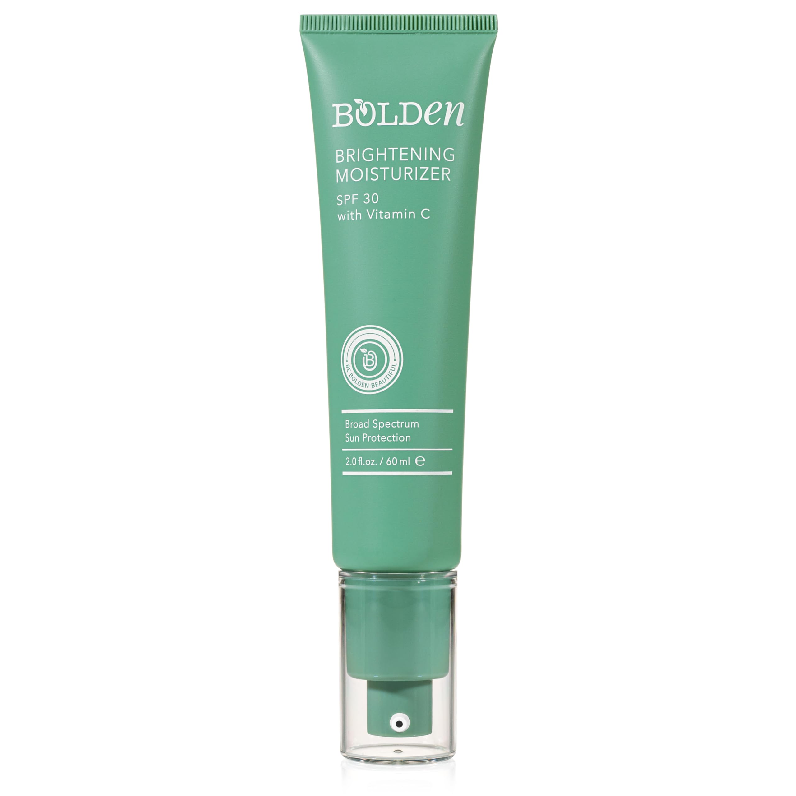 Bolden Brightening Face Moisturizer bottle with SPF 30 offers invisible protection across skin tones.