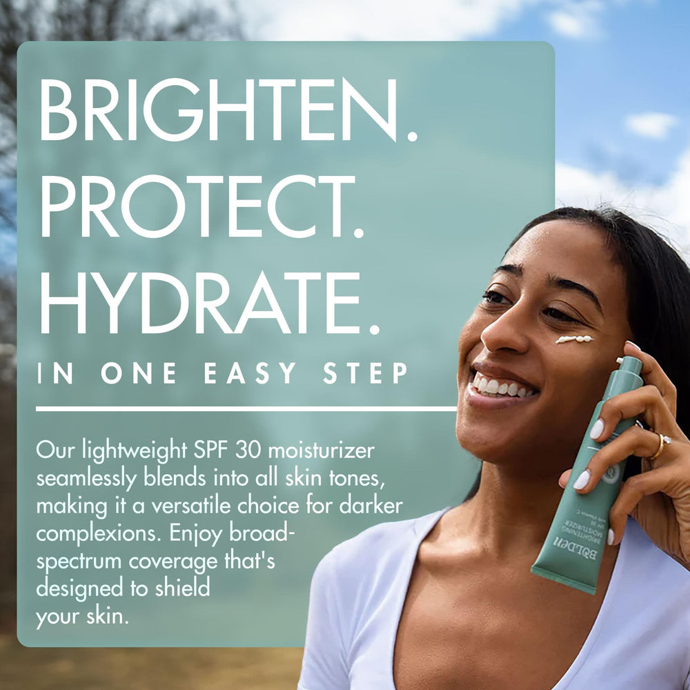 Bolden SPF 30 clear formula on dark skin shows no chalky residue.