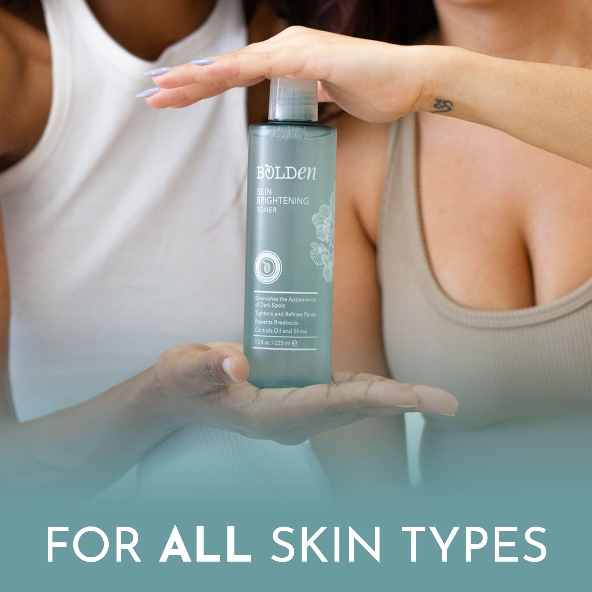 Bolden daily routine use with toner, moisturizer, and sunscreen.