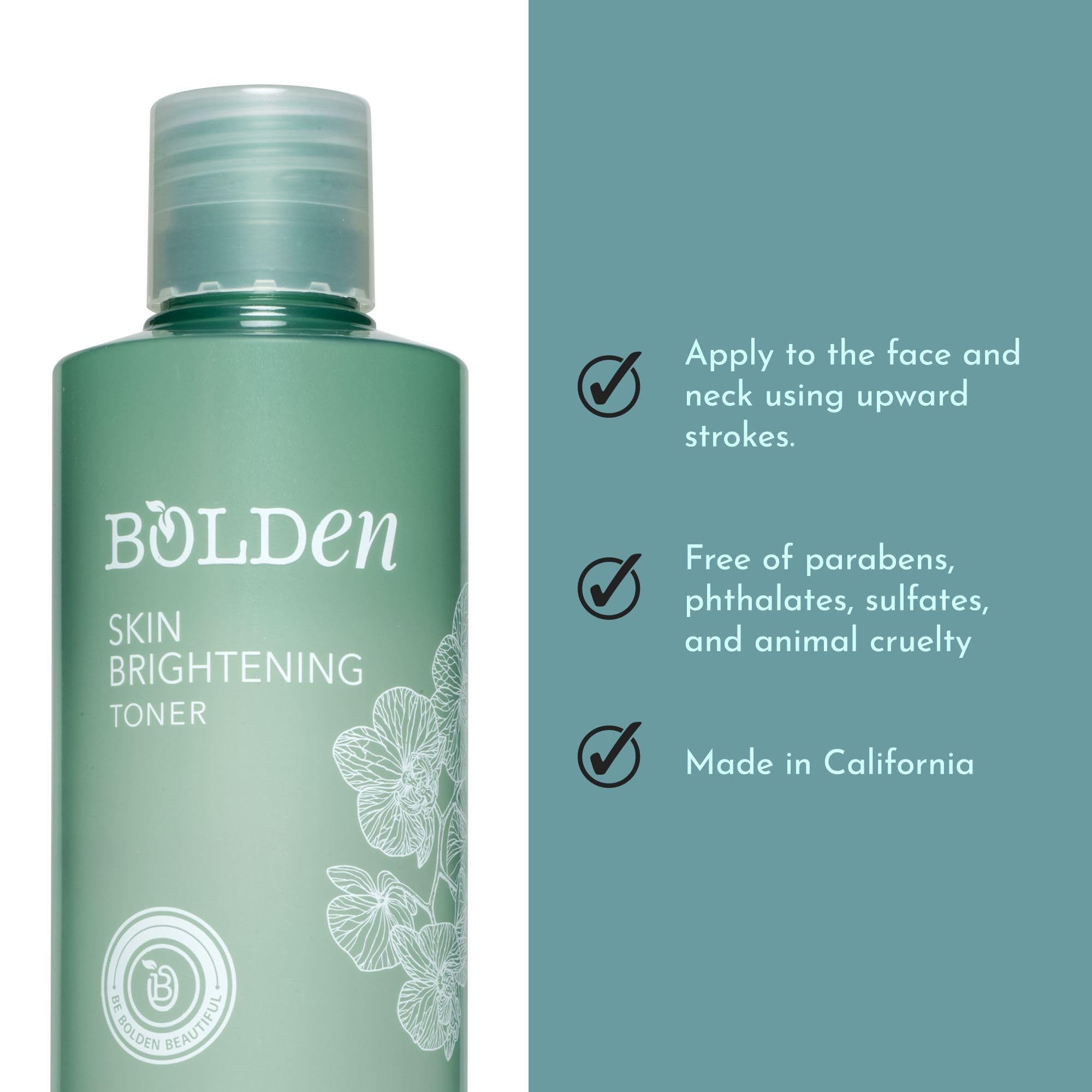 Bolden toner hydration with hyaluronic acid improving moisture and elasticity.