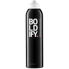 Boldify dry shampoo spray demonstrates invisible formula refreshing roots between washes.