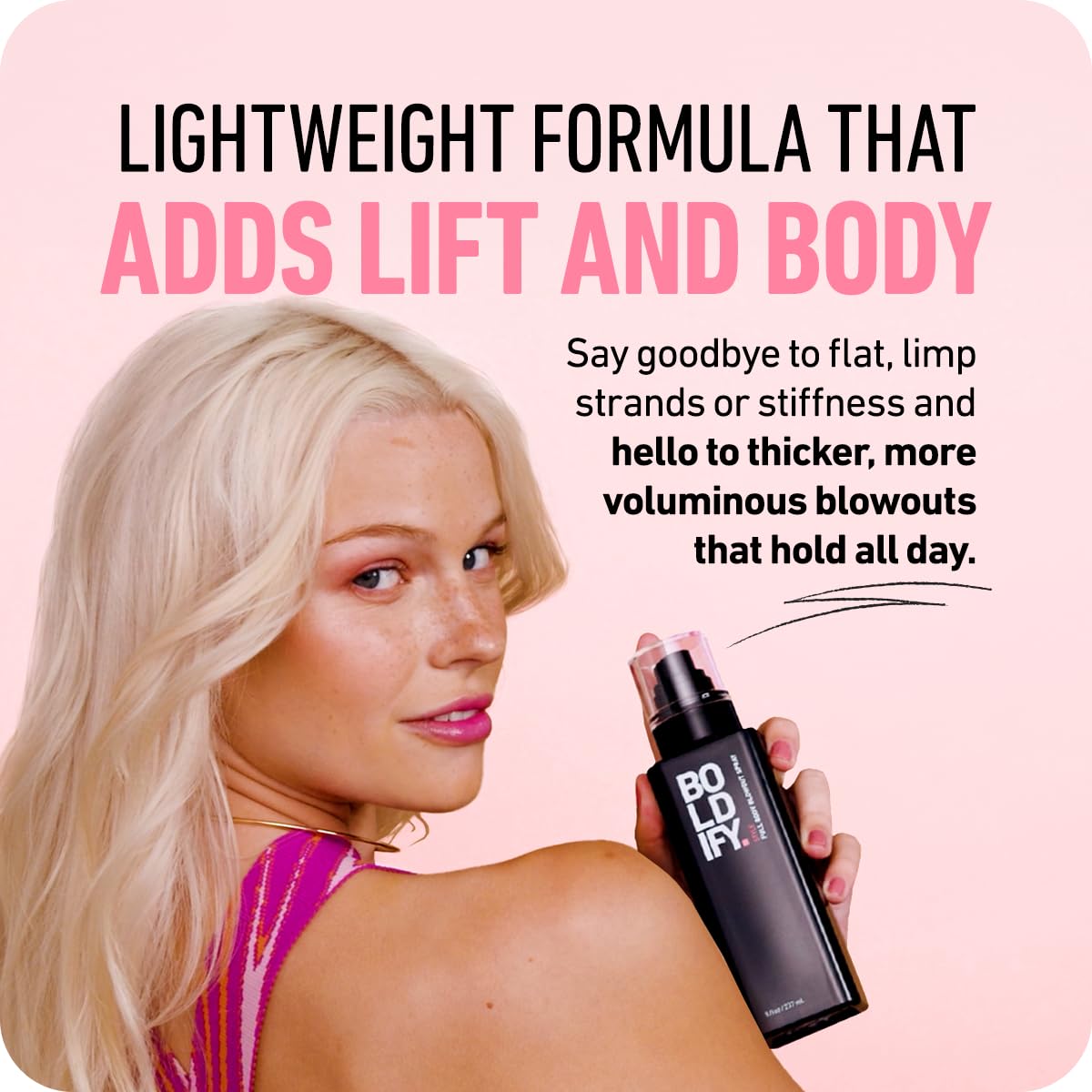 Boldify Full Body Blowout Spray heat-protection close-up for styling safety
