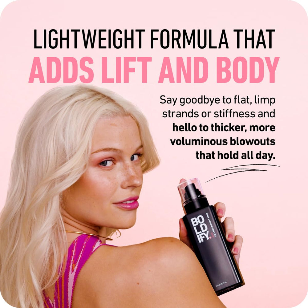 Boldify Full Body Blowout Spray heat-protection close-up for styling safety