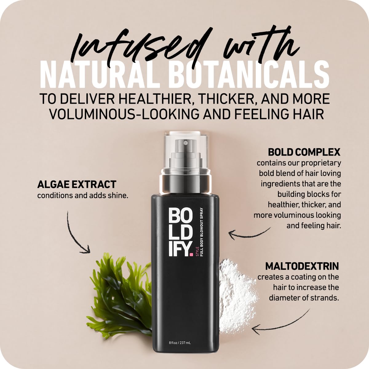 Boldify Full Body Blowout Spray silky-soft hair close-up