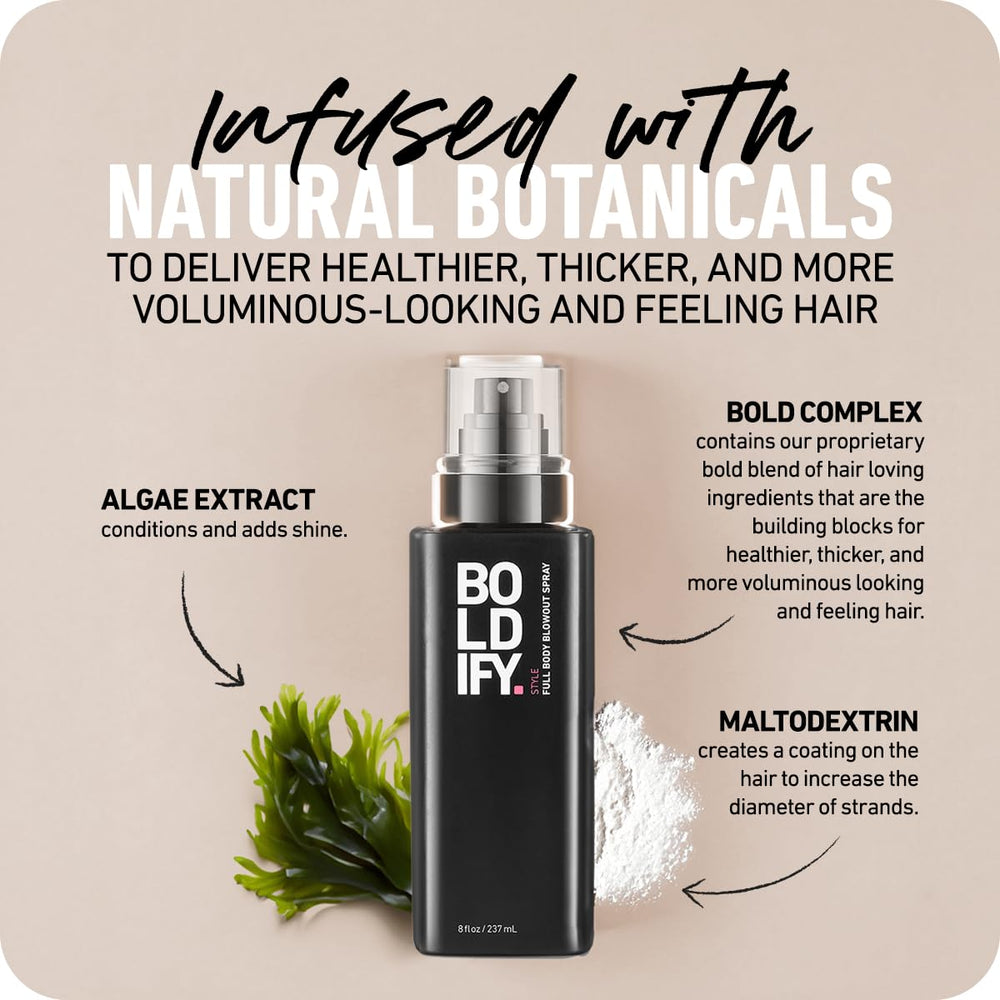 Boldify Full Body Blowout Spray silky-soft hair close-up