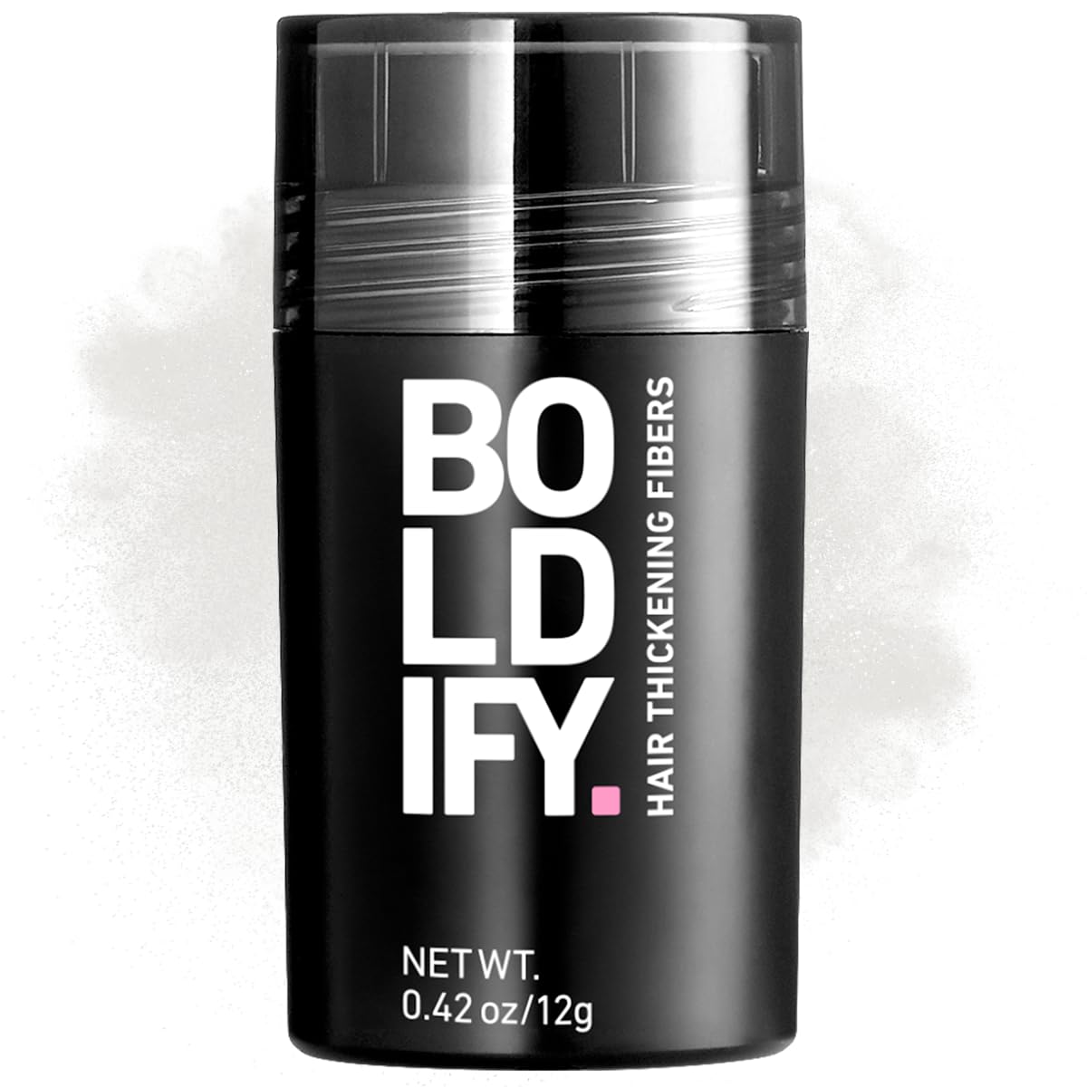 Boldify Hair Fibers 12g packaging demonstrates quick, natural-looking thickness.