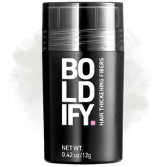 Boldify Hair Fibers 12g packaging demonstrates quick, natural-looking thickness.