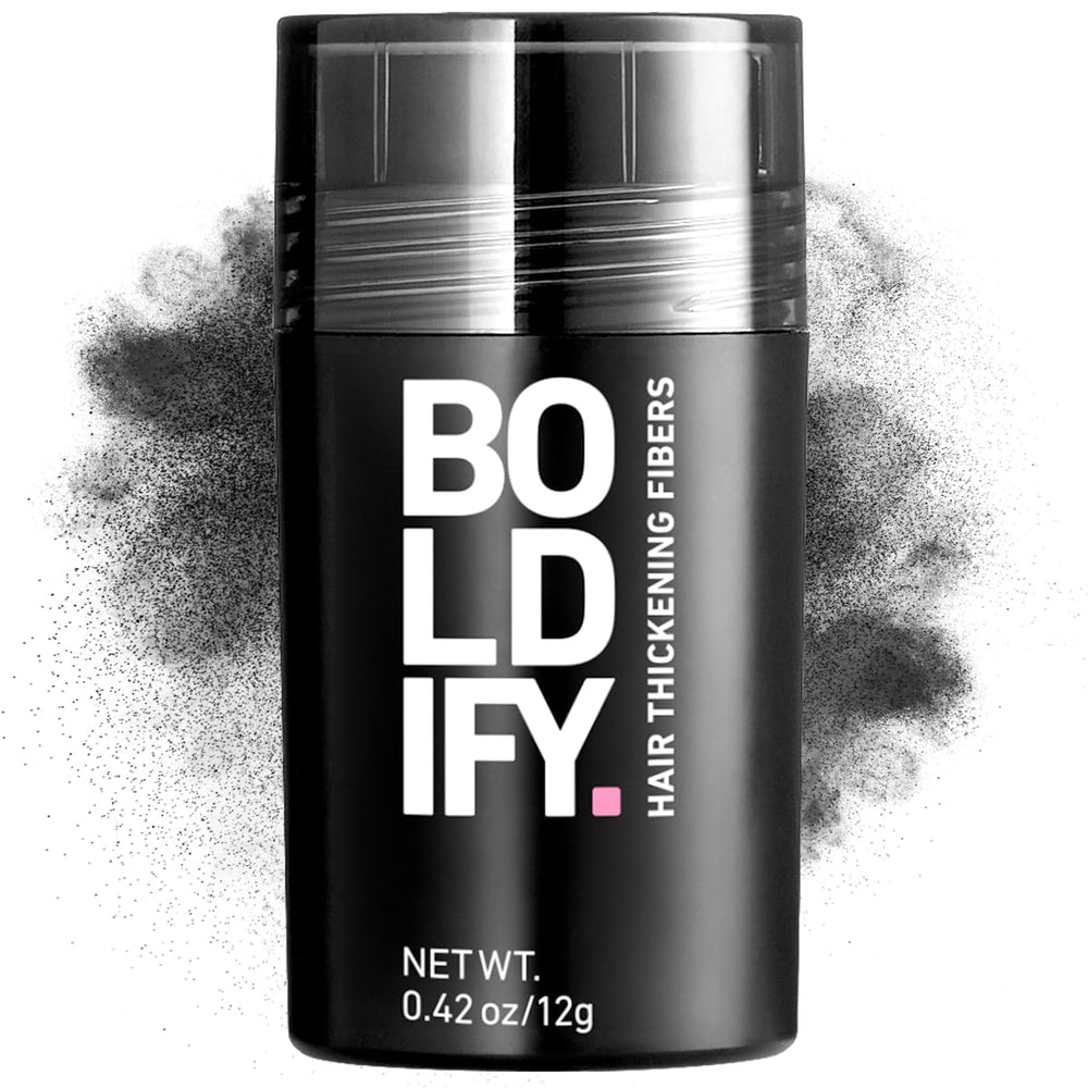 Boldify Hair Fibers 12g tube close-up for easy, undetectable hair fill.