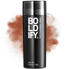 Boldify Hair Fibers Auburn application close-up for natural-looking fullness.