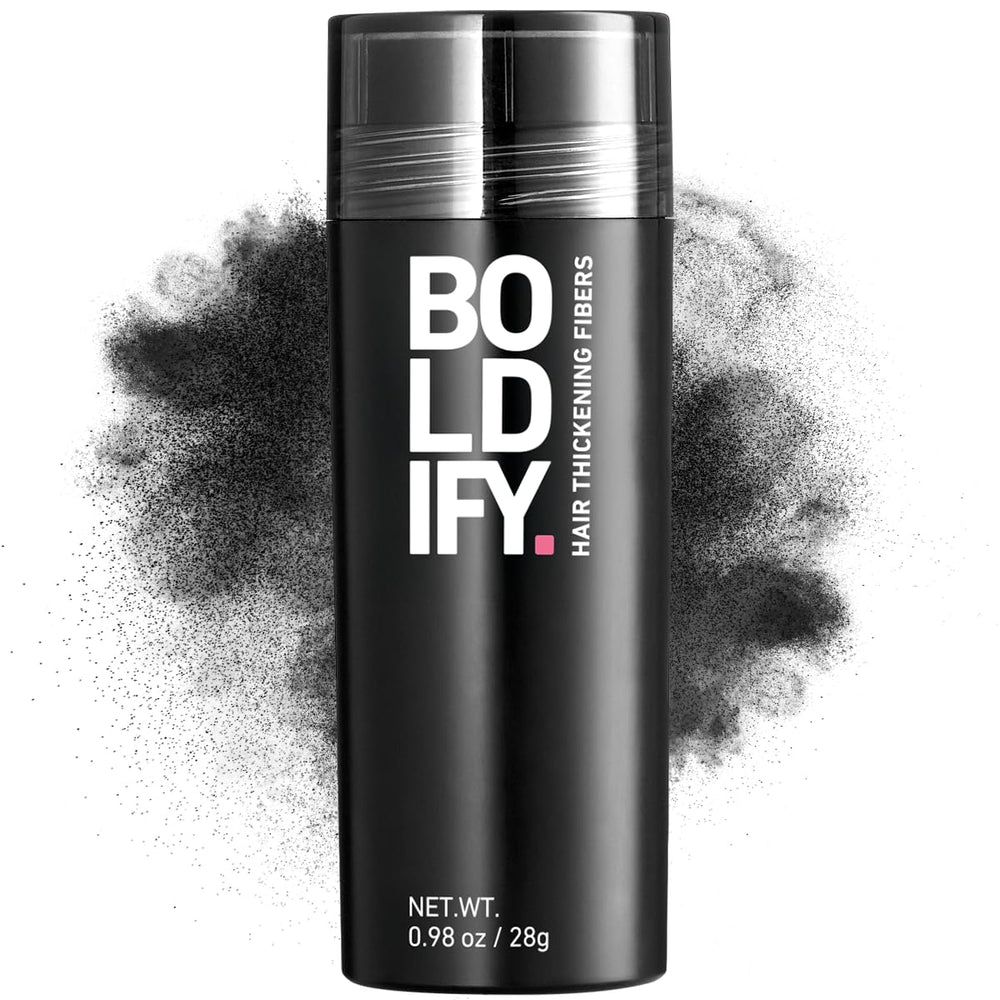 Boldify Hair Fibers 28g bottle for portable touch-ups and instant fullness.