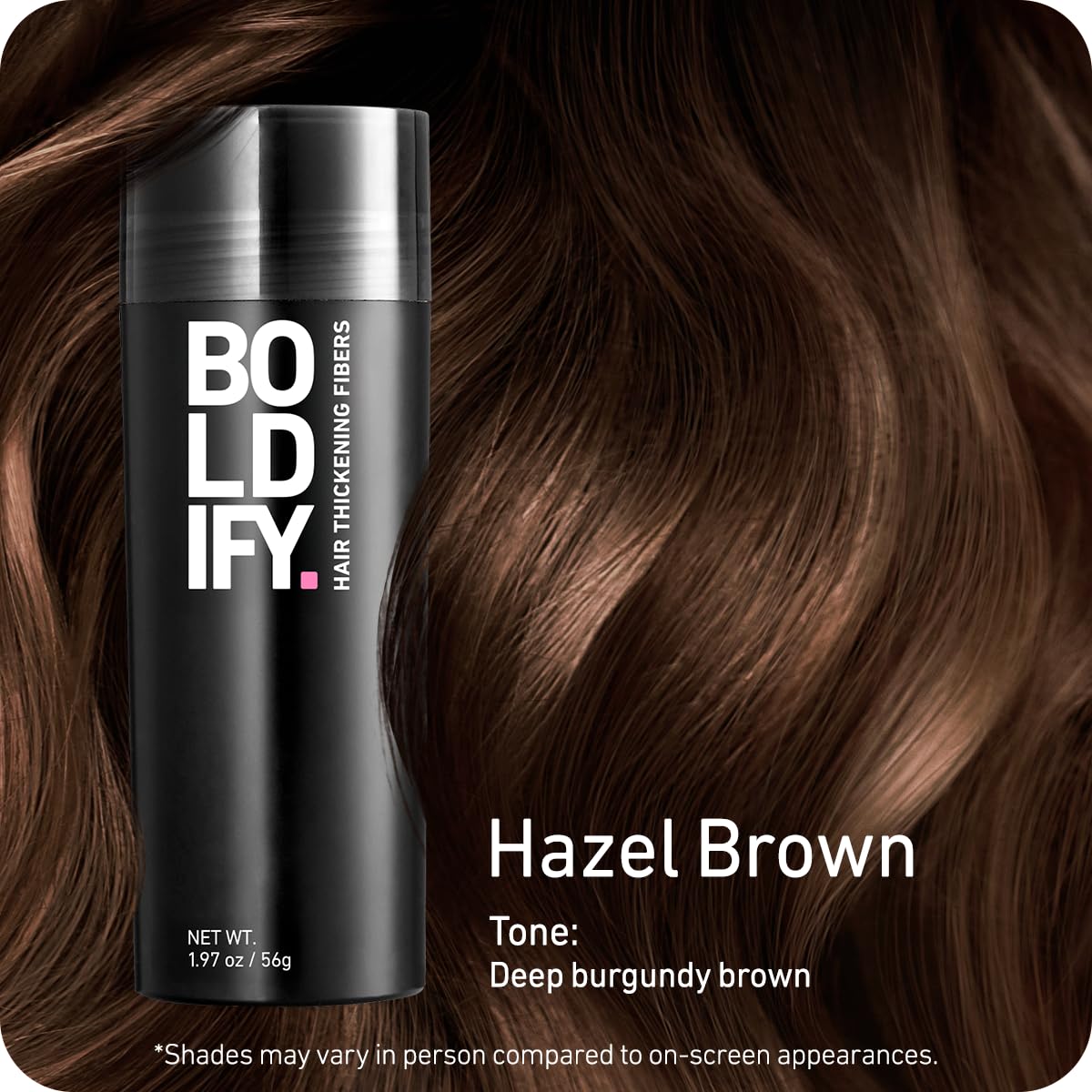 Boldify Hair Fibers being applied to crown for natural blend.
