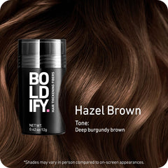 Boldify Hair Fibers application over thinning area demonstrates natural blend.